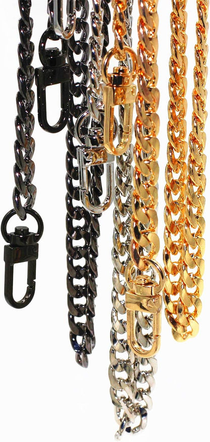 DIY Iron Flat Chain Strap Handbag Chains Purse Chain Straps Shoulder Cross Body Replacement Straps with Metal Buckles (47", Gold)