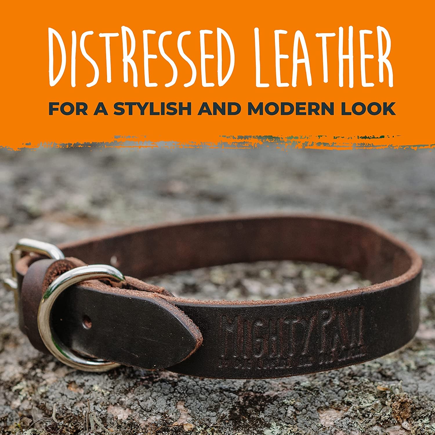 Leather Dog Collar, Super Soft Distressed Leather- Premium Quality, Modern Stylish Look