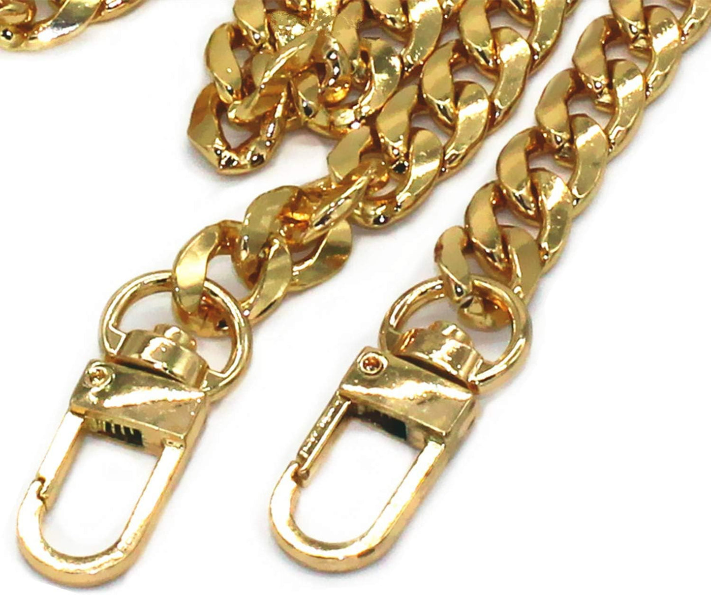 DIY Iron Flat Chain Strap Handbag Chains Purse Chain Straps Shoulder Cross Body Replacement Straps with Metal Buckles (47", Gold)