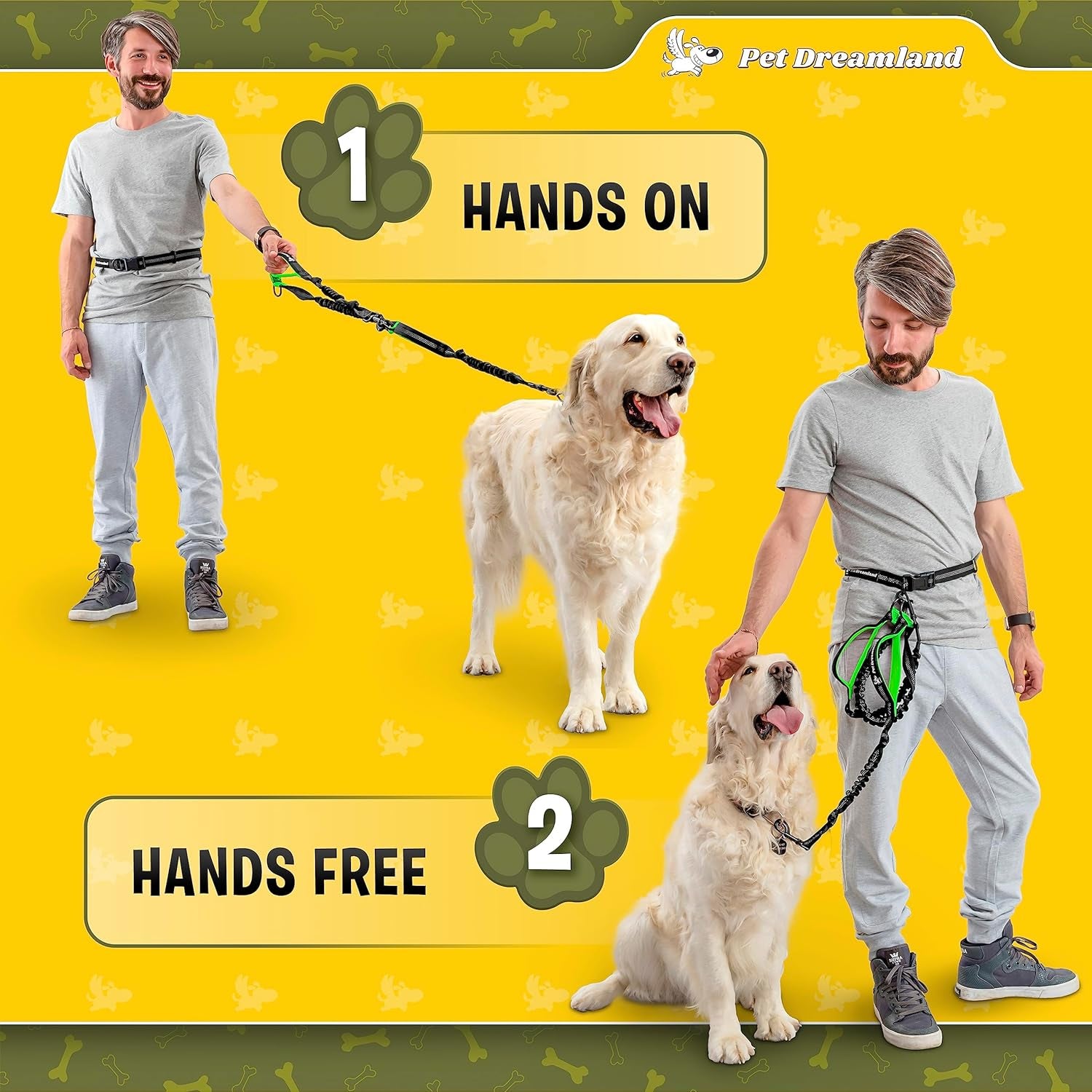 Exquisite Hands Free Dog Leash for Large Dogs | Dog Waist Leash | Dog Running Leash Hands Free | Bungee Dog Leash | Hands-Free Leash | Dog Belt Leash | around Waist Leash for Dog Walking