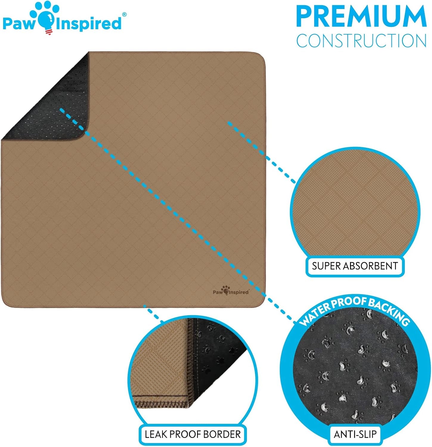 Washable Pee Pads for Dogs | Non-Slip Reusable Puppy Pads | Waterproof Whelping Pads | Washable Training Pet Pads, Potty Pads Extra Large Sizes | Indoor, Outdoor or Kennels