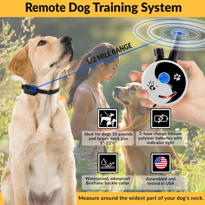 E-Collar Humane Dog Training Collar with Remote, 100 Safe Tapping Stimulation Levels, Night Light, Waterproof, Rechargeable, 1/2 Mile 1 Small-Medium Dog, Zen