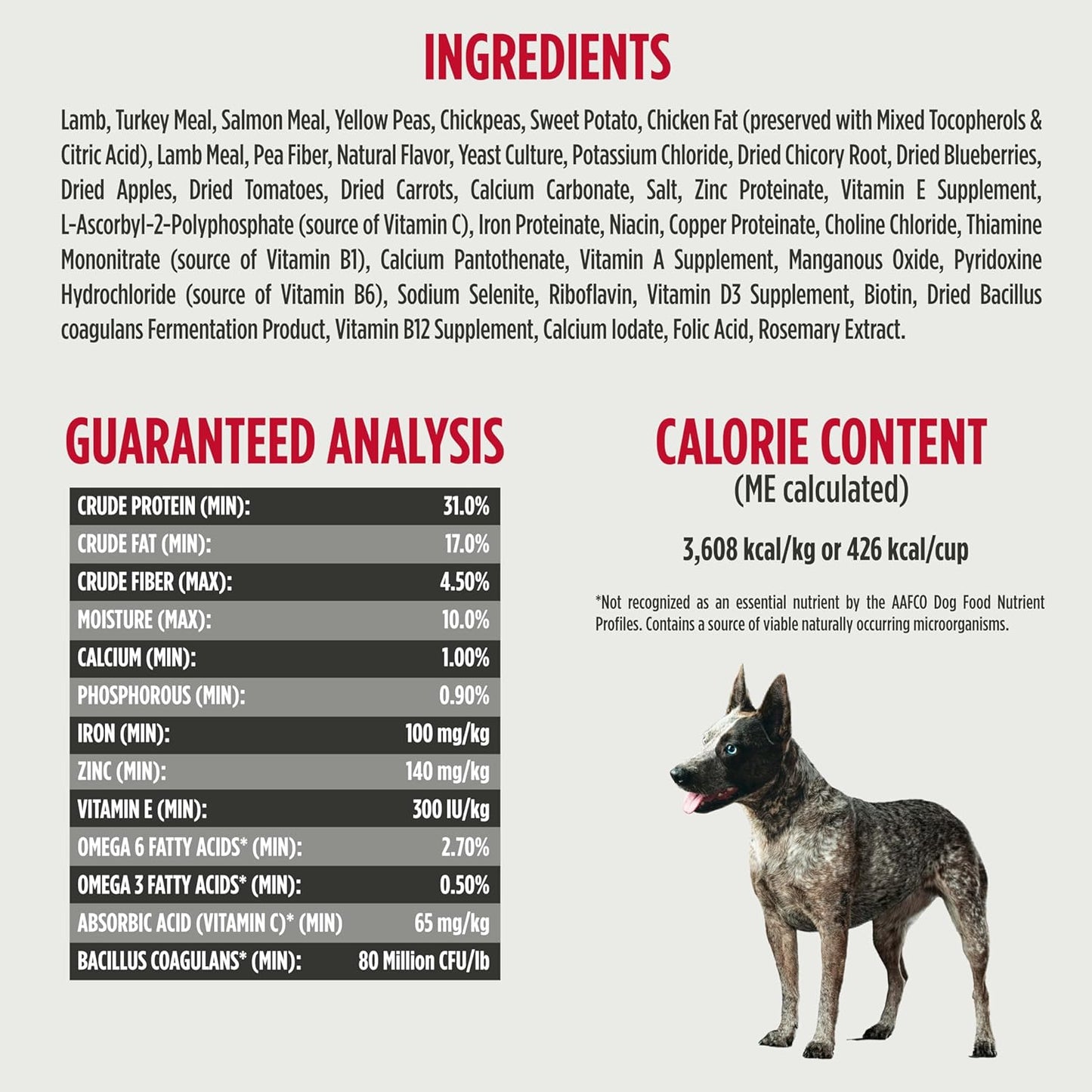 Adult Dog Food: Grain Free, All Natural Dry Pet Kibble for Large and Small Breed Dogs - Lamb, Salmon, or Turkey Recipe